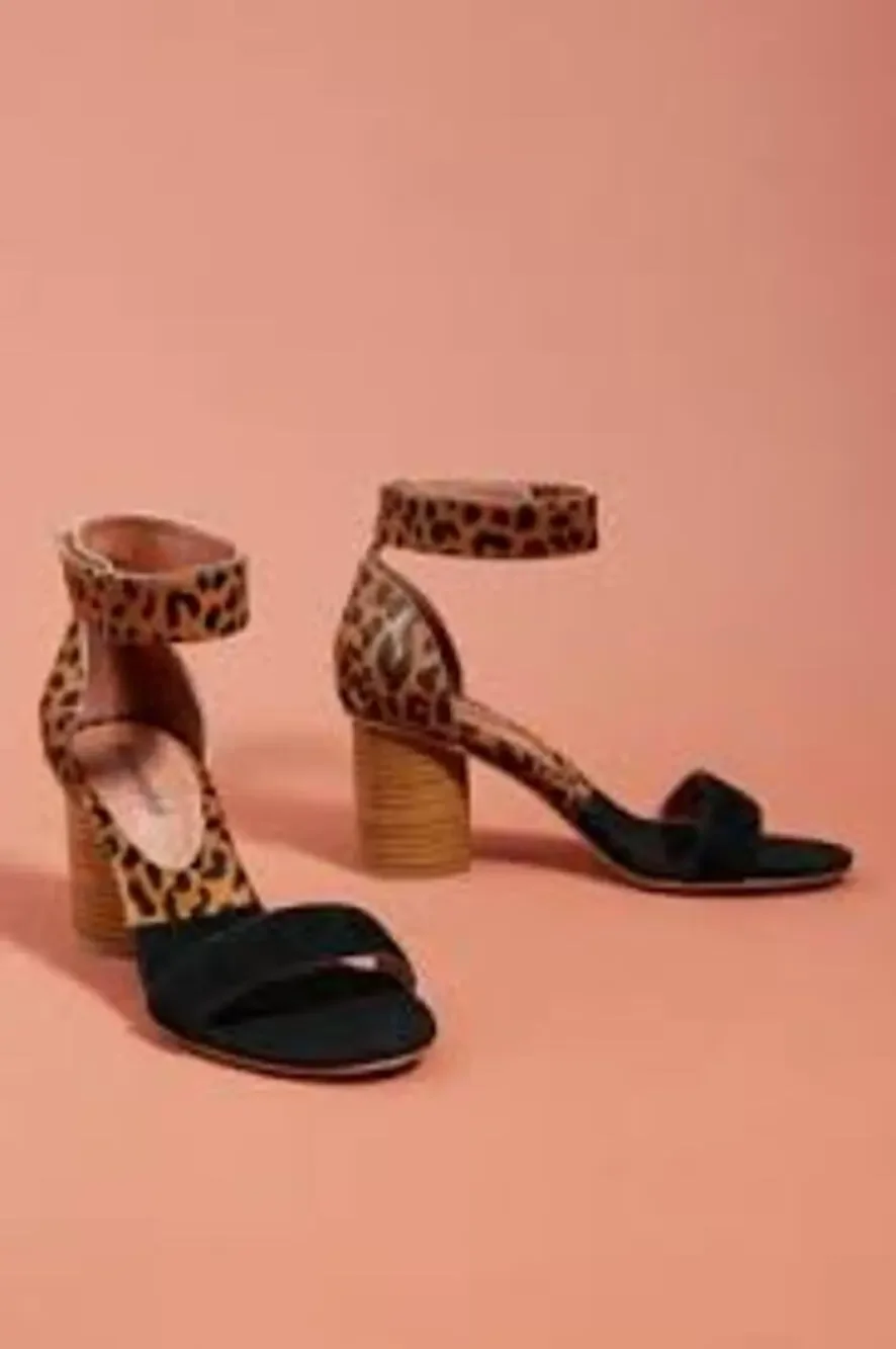 Anthropologie JEFFREY CAMPBELL Purdy Animal Print Chunky Heel Sandals Shoe 8